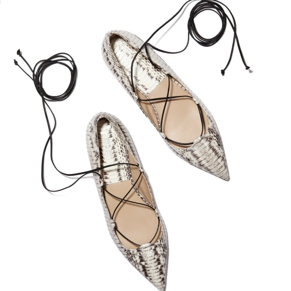 Michael Kors Shoes - Michael Kors Kallie Snakeskin Ankle Wrap Flats 9